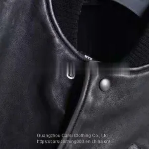 HOT SALE 2021 NEW FASHION MEN'S WASHED BASEBALL GENUINE SHEEPSKIN LEATHER JACKET thumbnail-2