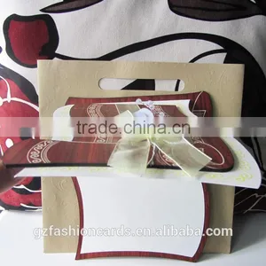 2016 New Design Wave Shape Chocalate Luxury Wooden Wedding Card Invitation thumbnail-2