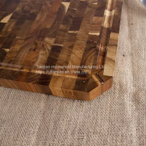 End Grain Food Meat Fruits Acacia Wooden Chopping Boards With Juice Groove Cutting Board thumbnail-5