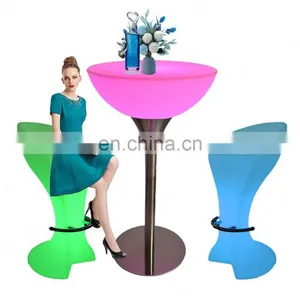 Modern Plastic Led Lighted up Furniture Led Table Chair Set / Led Bar Table and Chairs thumbnail-4