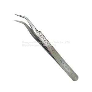 Straight Curved Eyelash Grafting Tweezers Light and High-precision Eyelash Blossom Tweezers for Eyelash Beautifiers Antistatic Tape Texture ST-15 thumbnail-2