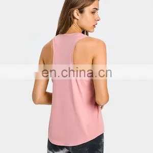 New Wholesale Fashion Sweat-wicking Loose Style Blank Sexy Women Sport Gym Yoga Tank Top Casual Wear Blouse thumbnail-4