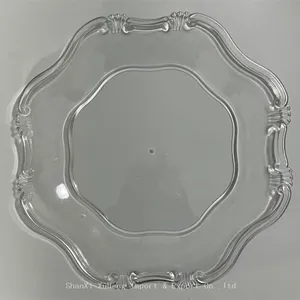 Wholesale Silver Rim Clear Charger Plates Wedding Party Plastic Table Dishes And Plates thumbnail-5
