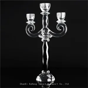 Wholesale Custom Crystal Glass Candle Holder Wedding Decor 3 Arms Candlesticks Crystal thumbnail-1