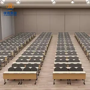 JS Group Foldable Plywood Steel Desk Stackable Plastic Lecture Hall Chair With Desk Lecture thumbnail-4