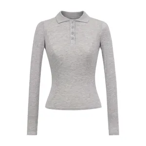 Hot Girl American T-shirt 2025 Pure Lust Style Slim Solid Colour POLO Collar Micro Transparent Shoulder Top thumbnail-3