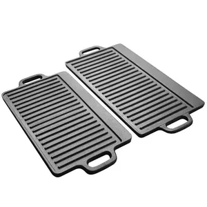 Factory Outlet Cookware for Home Outdoor Garden Kitchenware Cast Iron Double Side Reversible Grill Griddle BBQ Grill Plate thumbnail-1
