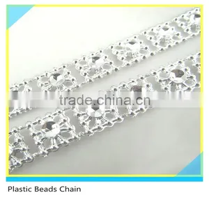 Silver Crystal Rhinestone Trimming Sew on Plastic Material Square 10 Yards 1 Card thumbnail-1
