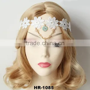 Gothic Handmade Bride Princess Wide Lace Flowers Head Wrap Hairband thumbnail-1