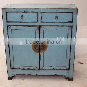 Chinese Antique Blue Two Door Two Drawer Cabinet thumbnail-1