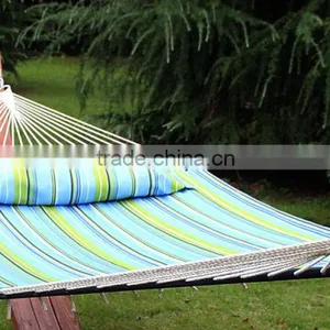 Hammock Quilted Fabric W/Pillow Double Size Spreader Bar Heavy Duty Stylish Blue thumbnail-5