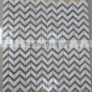 New Herringbone Marble Mosaic Tiles ( Athen White+Pure White Marble) thumbnail-3