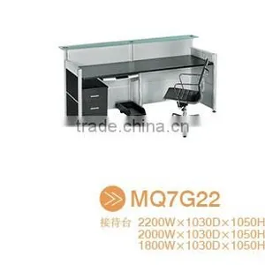 Black Tufted Reception Desk Made With Tempered Glass thumbnail-2