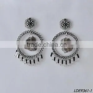 Classical Round Hoop With Nature Stone Earrings Gold Hoop Earrings Supplier's Choice thumbnail-3