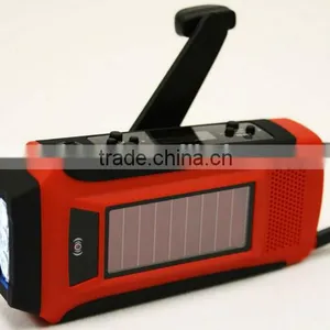 PORTABLE RECHARGEABLE DYNAMO SOLAR LED TORCH WITH AM/FM NOAA WEATHER ALERT RADIO AND CHARGER thumbnail-1