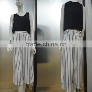 Summer Loose Design Black and White Striped Fashion Pants thumbnail-1