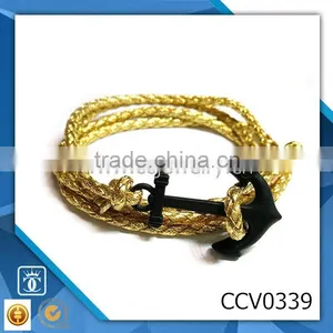 Diamond Infinity Bracelet Fashion Anchor Charms Wax Rope Bracelet Led Slap Band Leather Bracelet Sailor Anchor thumbnail-1