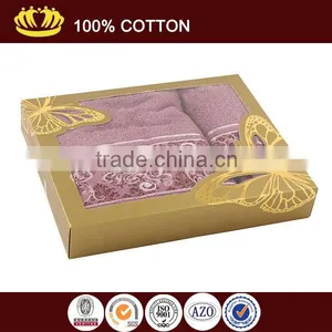 Pure Cotton Solid Color Satin Gear Jaquard Gift Box Packing Towel Set Quality Choice thumbnail-1