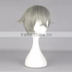 Hot Selling Thick Short Light Grey Wigs Full-bodied Synthetic Hair Anime Hotarumaru Wig Cosplay Touken Ranbu Online Sword Hair thumbnail-2
