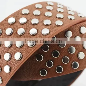 Women FULL Flat Metal Fashion PU Beaded Belts With Shiny Rhinestone Accessories for Jeans thumbnail-6