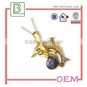 Statement Necklace Dolphins With Gloden thumbnail-3