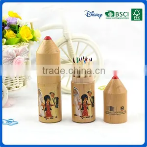 Customer Disign 3.5inch Kids Color Pencils Set Into Wooden Pencil Shaped Box Back to School thumbnail-1