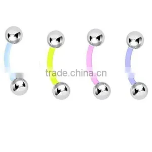 Eyebrow Ring Curve Bioplast Steel Ball Jewelry Piercing thumbnail-1