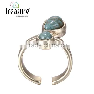 2016 Chinese Wholesale Green Stone Mosaic Gold Plating Ring Jewelry thumbnail-2