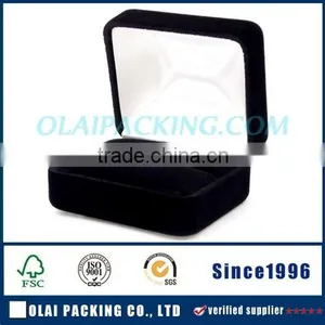 Black Flocking Plastic Ring Box for Engagement thumbnail-1