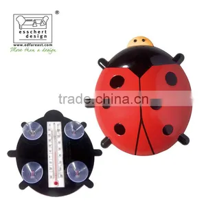 Designed Hand Painted Ladybug Shape Plastic Window Thermometer thumbnail-1