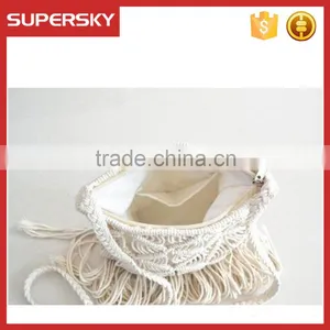 B903 Handmade Crochet Tassel White Single Shoulder Lady Bag Bohemia Beach Retro Tassel Female Bag thumbnail-3