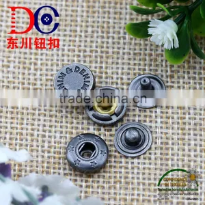 10mm Antique Silver Snap Button Type Custom Logo Factory Direct thumbnail-1