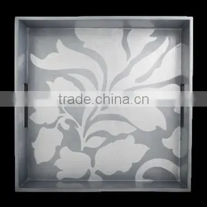 High Quality Eco-friendly Square Silver Lacquer Wood Serving Tray thumbnail-1
