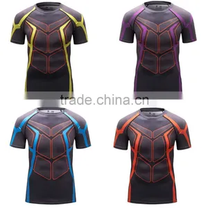 2016 New Design Online Wholesale Shop Gym Fintess Sport Printing T Shirts Fast Drying Fitness GYM Base Layer Tops thumbnail-1