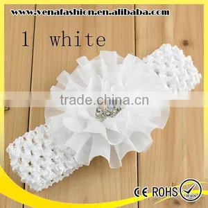 Wide Pattern Diamond White Baby Girl Crochet Headband thumbnail-1