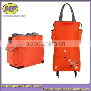 Orange Shoulder Folding Shopping Bags With Wheels GWB021 thumbnail-1