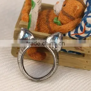 Antique Vintage Bronze Style Kawaii Kitty Cat Ear Metal Costume Jewellery Ring thumbnail-5