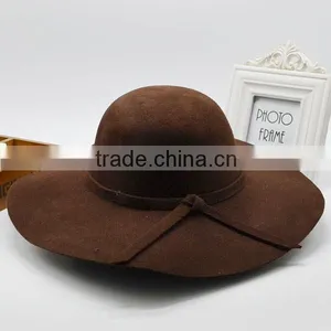 Promotional Winter Ladies Wide Brime Wool Felt Hat thumbnail-6