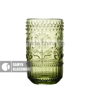 SAMYO Fashion Machine Pressed Mouth Wine Glass With Sunny Flower Pattern thumbnail-4
