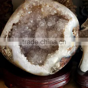 Beautiful Agate Stone Geodes Clear Quartz Crystal Geodes Ornaments thumbnail-2