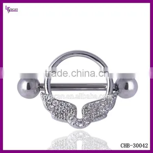 316L Crystal Body Piercing Jewelry Heart Nipple Piercing thumbnail-1