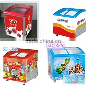 TOP QUALITY Double Glass Door Curved Chest Freezer for Sale thumbnail-2