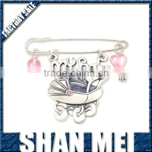 Baby Newborn Gift Carriage Pin "My Baby" With Gemstone Crystal Silver Jewelry thumbnail-1
