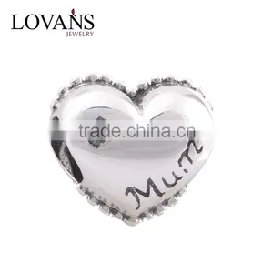 Best Mothers Day Gifts Engraved Alphabet Letter Mum 925 Sterling Silver Charms Fit Euoropean DIY Bracelet thumbnail-1