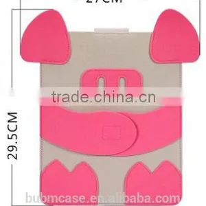 Red Color 9.7 Inch Wool Felt Tablet Case Cute Cartoon Pig Bag Tablet Sleeve Tablet Pouch thumbnail-4