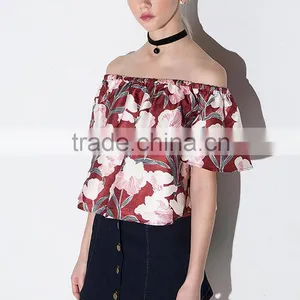 Women's Flower Print Short Sleeve Fashion Top T-shirt Blouses thumbnail-3
