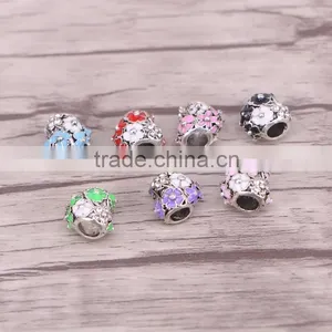 New Fashion Jewelry Enamel Crystal Flower Beads For Jewelry Making Big Hole Charms Beads For Bracelet thumbnail-1