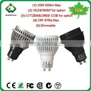 Most Power Gu10 700-800lm High CRI 95Ra 15/24/38/60 Degree Wide Voltage AC90-240V Aluminum Gu10 Led 10w thumbnail-1