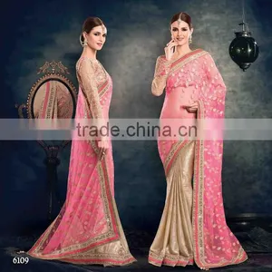 MULTI COLOUR PURE GORGETTE SAREE ONLINE thumbnail-2