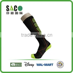 Fluorescent Green Jacquard Black Nylon Compression Sports Socks thumbnail-1